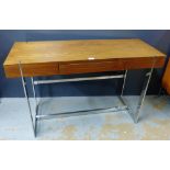 Contemporary hall table, the rectangular top above a central frieze drawer, on chrome legs and
