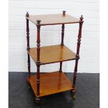 19th century mahogany three tier whatnot, 77 x 30cm