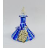 Italian Murano scent bottle and stopper by Linea Valentina, 12cm high