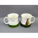 Two Moorcroft mugs with pottery Kiln patterns, (2)