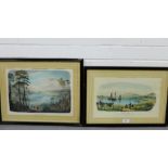 'View on the Tay' and 'Dale of Atholl', two coloured engraved prints, in glazed frames, 40 x