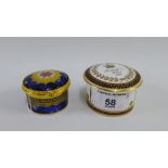 Royal Worcester The Millennium pattern porcelain pill box and cover together with a porcelain