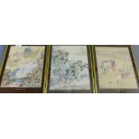 Set of six framed Japanese prints, 37 x 28cm, (6)