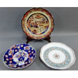 Chinese Imari plate, together with an ironstone China chinoiserie plate and a Wedgwood '