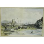 The Back of Old Leith Pier, stone lithograph engraved by Robert Carrick, in a glazed and giltwood