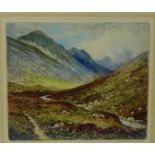 Herdman-Smith 'Glen Rosa, Isle of Arran' Aquatint, signed in pencil, in a glazed frame, 30 x 28cm