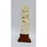 Early 20th century Indian carved ivory deity figure of Shiva, typically modelled standing upon