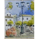 Plaza de los Naranjos - Marbella Ink and Watercolour, in a glazed frame, 25 x 33cm