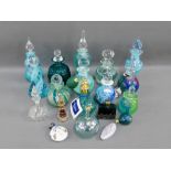 Collection of nineteen various coloured glass scent bottles and atomizers etc., to include Caithness