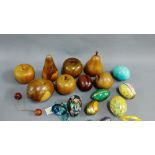 Quantity of wooden fruit and hardstone eggs etc., (a lot)