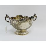 Victorian silver twin handled pedestal bowl by John Alexander Fettes, with vacant cartouche and