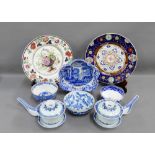 Mixed lot to include a Spode blue and white dish, two Staffordshire plates, collection of Japanese