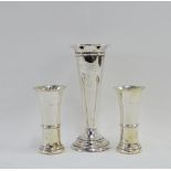 Three Birmingham silver bud vases, tallest 16cm (3)