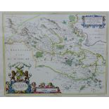 'Stirlingshire (Sterlinensis), reproduction coloured Timothy Pont map in a glazed frame, 60 x 50cm