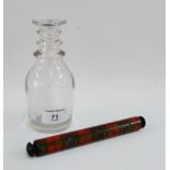 McLean Tartanware miniature baton ogether with a small triple ring necked decanter (2)