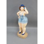 Painted plaster figure of a Lady in a Bathing Suit, 30cm high