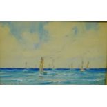 D.R. Sellors 'Return of the Fleet' Watercolour, signed and entitled, in a glazed frame, 27 x 17cm