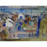Elspeth Buchanan 'Granton Harbour' Mixed Media, signed in pen and dated 1973 and entitled, in a