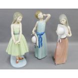 Three Lladro porcelain figures, tallest 26cm, (3)