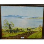 Robert Houston 'Spring on the Clyde' Coloured print, in a glazed frame, 55 x 43cm