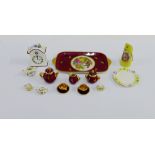 A collection of porcelain miniatures to include Limoges teaset, clock and ewer, etc (a lot)