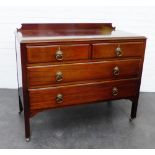 Mahogany ledgeback chest with two short and two long drawers, 105 x 90cm