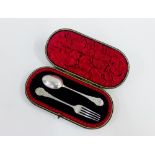 Edwardian silver knife and spoon set, with floral bright cut engraving, in fitted case, Birmingham