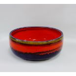 1970's Hutschenreuther orange and purple glazed bowl, 31cm diameter