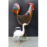 Two painted metal birds, tallest 80cm, (2)