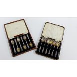 Two cased sets of six Sheffield silver teaspoons (2)