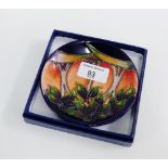 Moorcroft 'Tree' patterned pin dish with impressed and printed backstamps, circa 2006, boxed