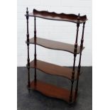 Mahogany serpentine wall hanging shelf, 75 x 50cm