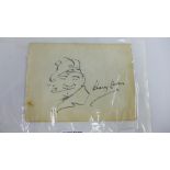Harry Lauder ink autograph and sketch, 16 x 12cm
