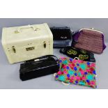 Vanity case containing a collection of vintage handbags etc, (a lot)