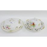 Theodore Haviland Limoges white glazed dish and cover, together with a Limoges floral patterned dish