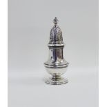 Silver sugar castor of baluster form with foliate pierced top and circular footrim, makers mark