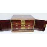 Edwardian mahogany four drawer cutlery canteen box containing a part suite of silver Old English