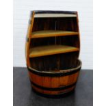 Iron bound barrel, converted to a drinks bar, 100 x 70cm