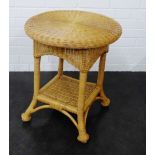 Basket weave two tier table, 60 x 51cm