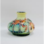 Moorcroft 'Flamingo' patterned squat baluster vase with impressed and printed backstamps, circa