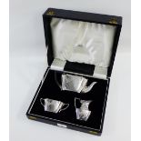 Victorian Scottish silver three piece breakfast set with bright cut garland swags comprising teapot,