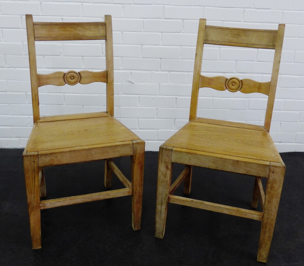 Pair of light wood side chairs, 84 x 47cm, (2)