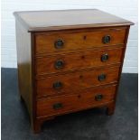 Mahogany chest, the rectangular top with moulded edge over four long drawers, on bracket feet, 72