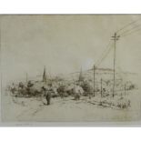 George Kirkton Mutch (Scottish b.1877) 'View of Strichen, Aberdeenshire, 1914 or 1919' Drypoint