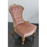 Upholstered button back chair, 92 x 50cm
