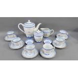 Chinese blue and white rice patterned teaset