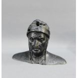 Bronze head and shoulders bust of 'Dantes', 11cm high