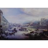 'Edinburgh' Coloured print, in a glazed and giltwood frame, 75 x 60cm