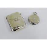 Birmingham silver cigarette case and a silver cased pocket watch (2)