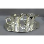 Walker & Hall tea and coffee pot together with matching oval tray, (2)